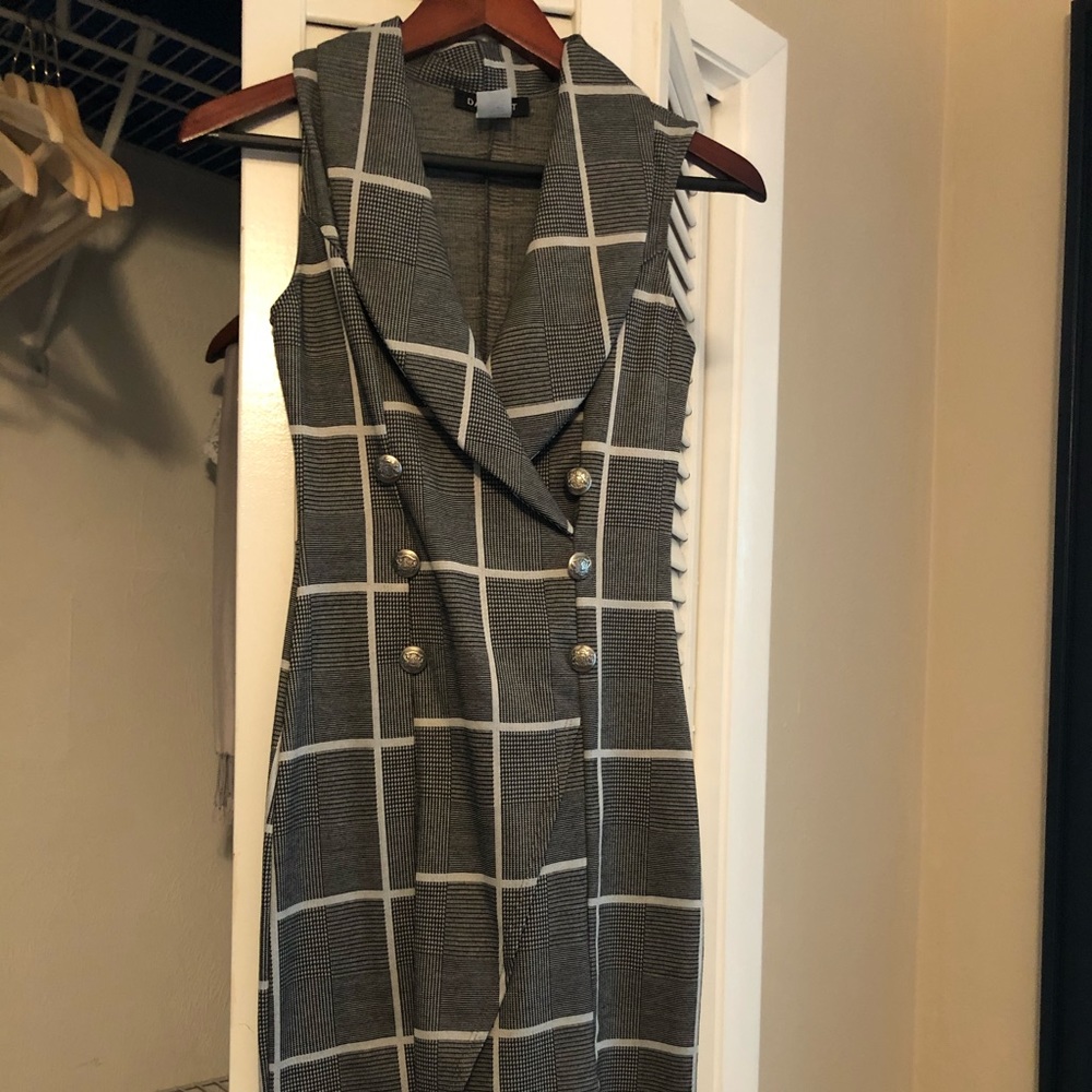 Gray and white dress